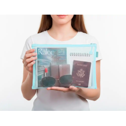 Bolsa zipper bag liderpapel poliester transpirable multiusos din a4 azul pastel