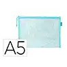 Bolsa zipper bag liderpapel poliester transpirable multiusos din a5 azul pastel