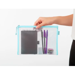 Bolsa zipper bag liderpapel poliester transpirable multiusos din a5 azul pastel