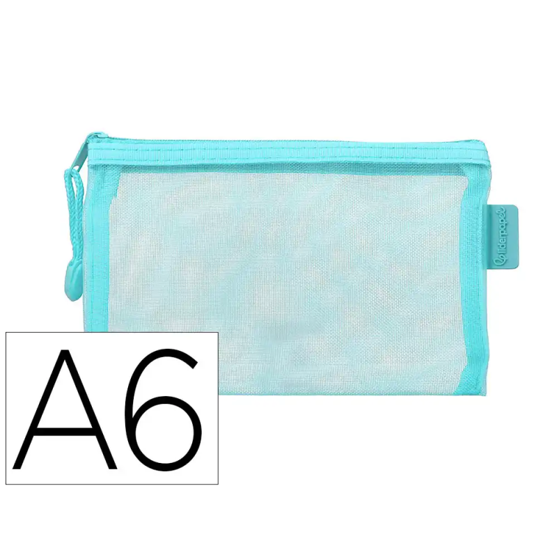 Bolsa zipper bag liderpapel poliester transpirable multiusos din a6 azul pastel