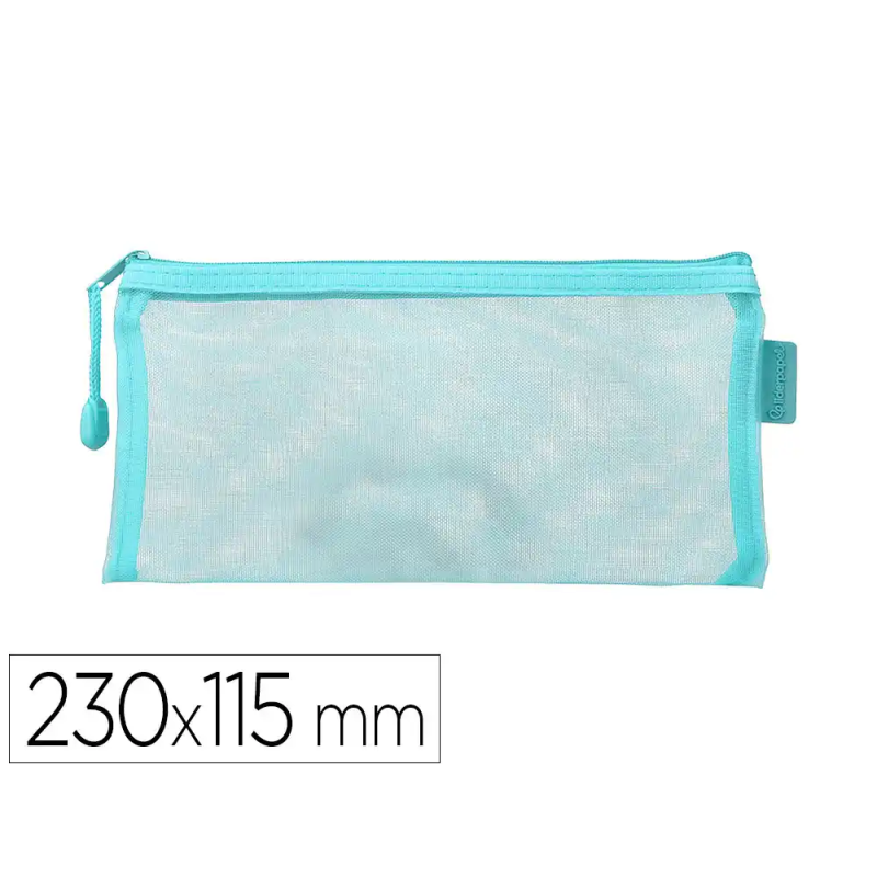 Bolsa zipper bag liderpapel poliester transpirable multiusos ticket 230x115 mm azul pastel