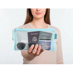 Bolsa zipper bag liderpapel poliester transpirable multiusos ticket 230x115 mm azul pastel