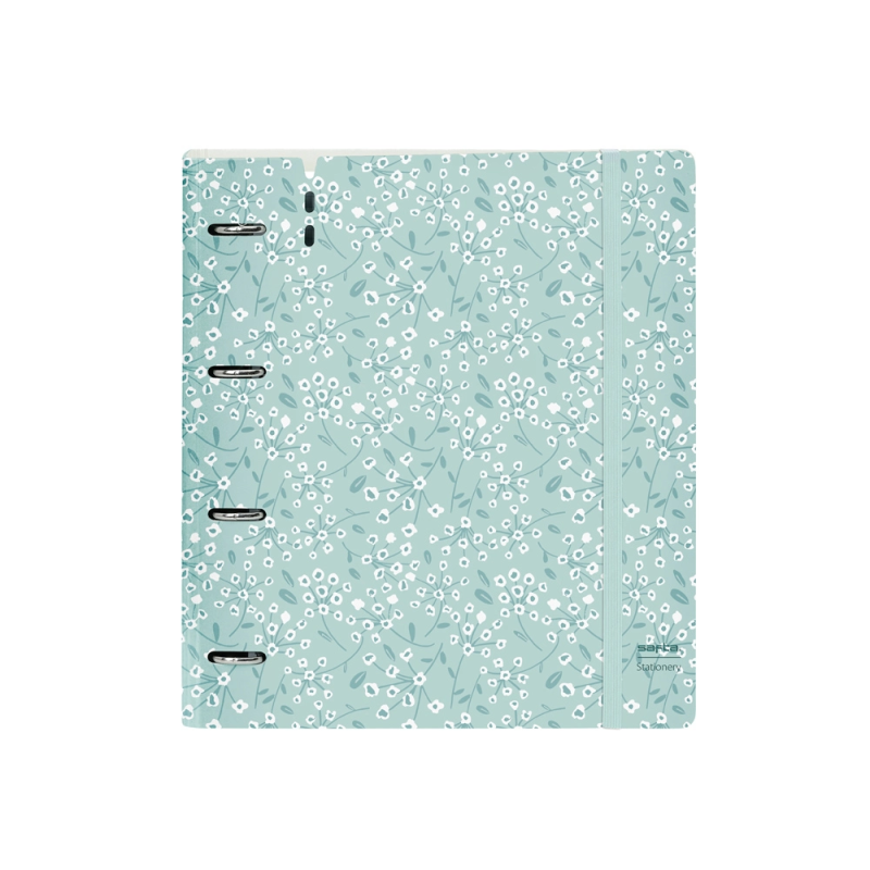 Carpeta con recambio safta din a4 cuadro 5 mm polipropileno foam 4 anillas 35mm estampados floral azul