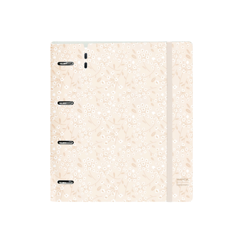 Carpeta con recambio safta din a4 cuadro 5 mm polipropileno foam 4 anillas 35mm estampados floral rosa