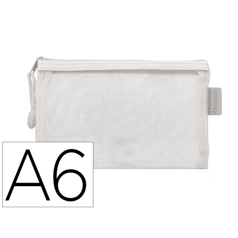 Bolsa zipper bag liderpapel poliester transpirable multiusos din a6 blanco