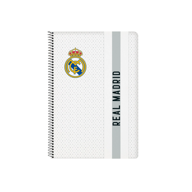 Cuaderno espiral safta folio 80 hojas 60 gr cuadro 4 mm tapa extradura real madrid 1 equipacion 24/25