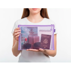 Bolsa zipper bag liderpapel poliester transpirable multiusos din a4 morado pastel