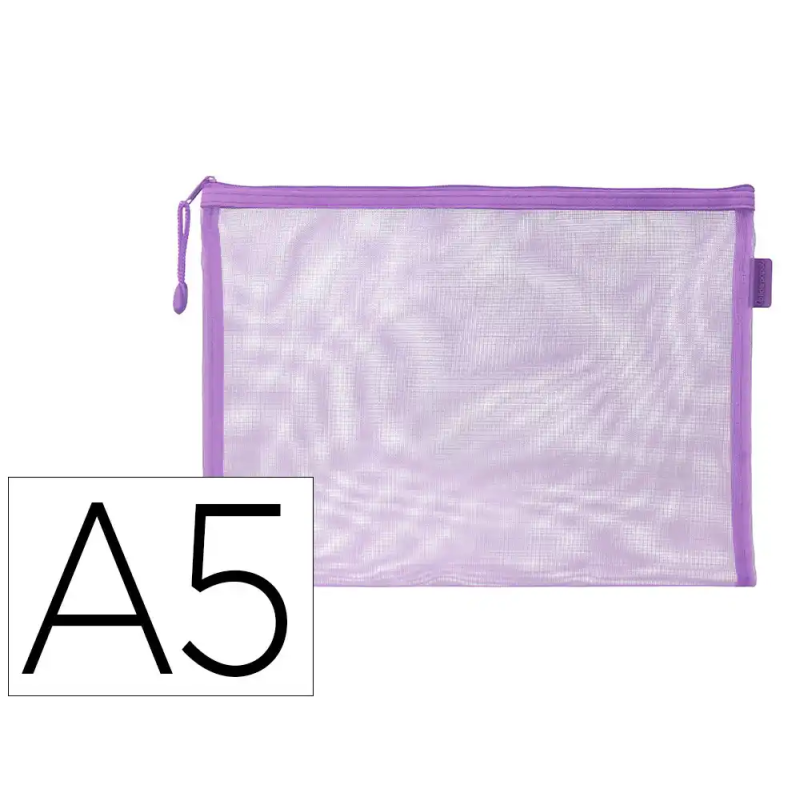 Bolsa zipper bag liderpapel poliester transpirable multiusos din a5 morado pastel