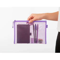 Bolsa zipper bag liderpapel poliester transpirable multiusos din a5 morado pastel