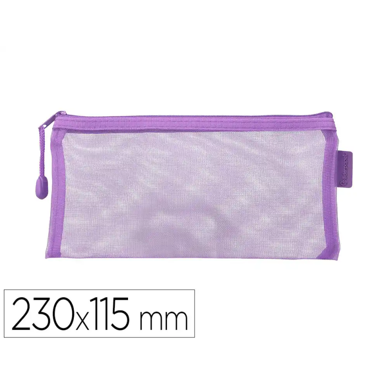 Bolsa zipper bag liderpapel poliester transpirable multiusos ticket 230x115 mm morado pastel