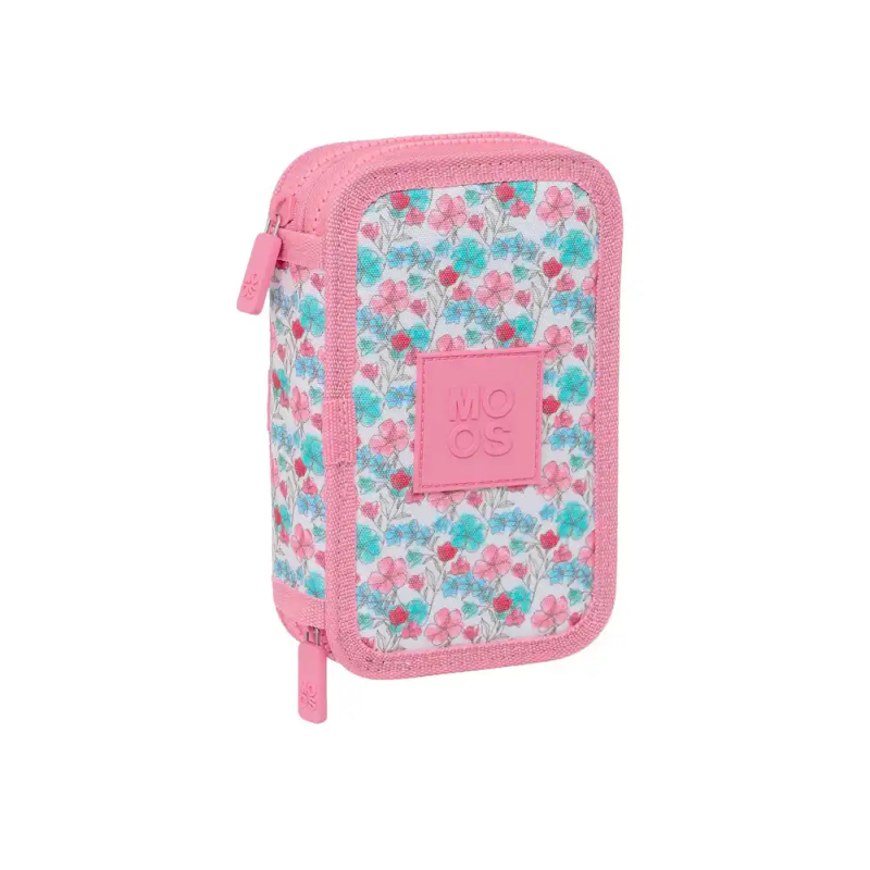 Plumier escolar safta doble pequeño 28 piezas reciclado moos floresistente 195x125x40 mm
