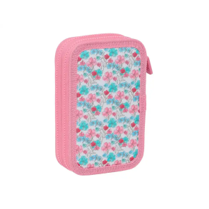 Plumier escolar safta doble pequeño 28 piezas reciclado moos floresistente 195x125x40 mm