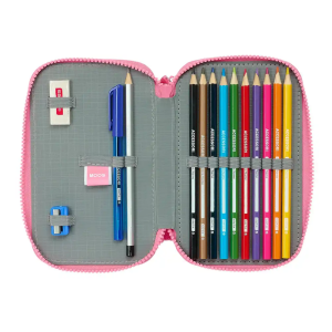 Plumier escolar safta doble pequeño 28 piezas reciclado moos floresistente 195x125x40 mm