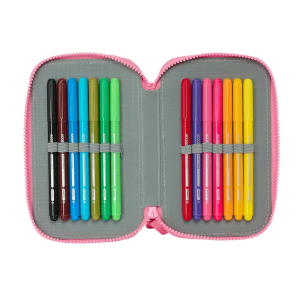 Plumier escolar safta doble pequeño 28 piezas reciclado moos floresistente 195x125x40 mm