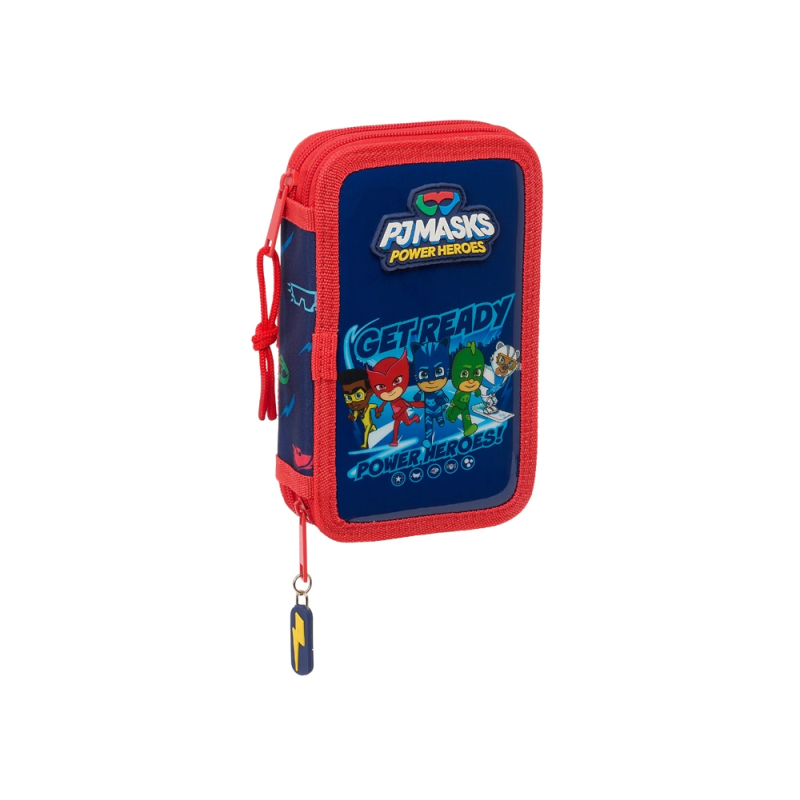 Plumier escolar safta doble pequeño 28 piezas pjmasks ready 195x125x40 mm