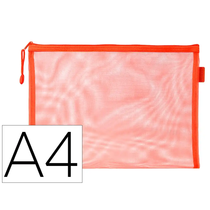 Bolsa zipper bag liderpapel poliester transpirable multiusos din a4 naranja