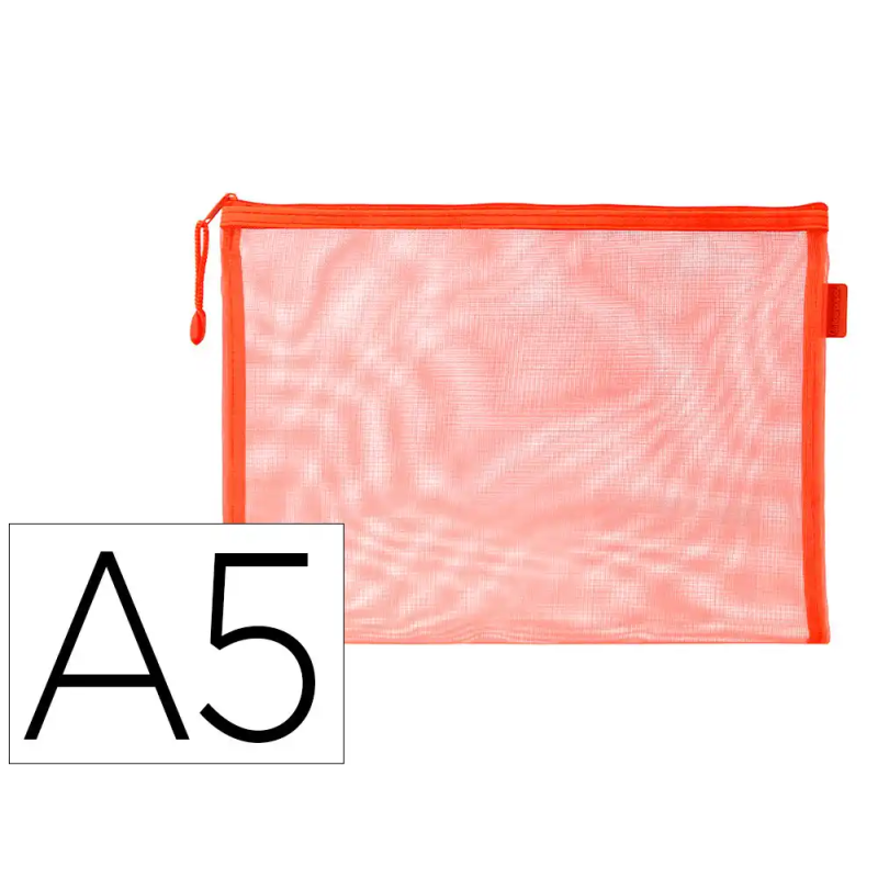 Bolsa zipper bag liderpapel poliester transpirable multiusos din a5 naranja