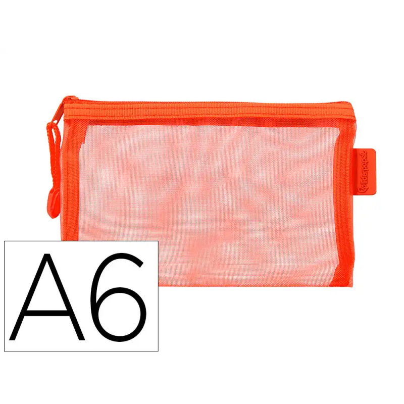 Bolsa zipper bag liderpapel poliester transpirable multiusos din a6 naranja