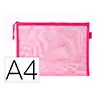 Bolsa zipper bag liderpapel poliester transpirable multiusos din a4 rosa