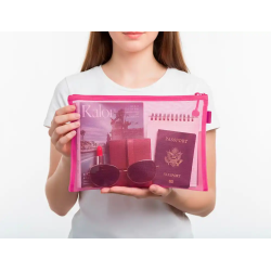 Bolsa zipper bag liderpapel poliester transpirable multiusos din a4 rosa