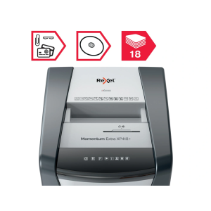 Destructora de documentos rexel momentum extra xp418+ capacidad de corte 18 hojas destruye grapas clips