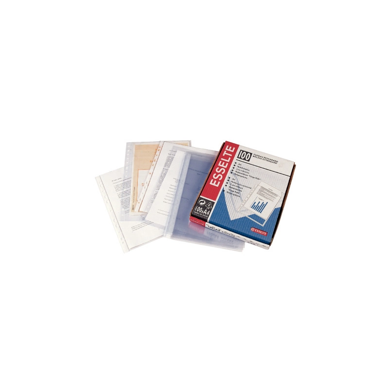 Funda multitaladro esselte din a4 80 mc polipropileno cristal 80 mc caja de 100 unidades