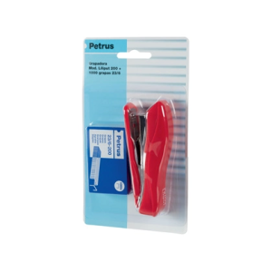 Grapadora petrus liliput 200 capacidad 12 hojas + 1 caja grapas 23/6 colores surtidos