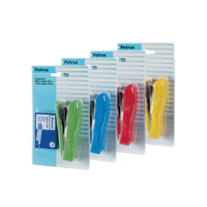 Grapadora petrus liliput 200 capacidad 12 hojas + 1 caja grapas 23/6 colores surtidos