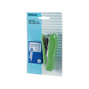 Grapadora petrus liliput 200 capacidad 12 hojas + 1 caja grapas 23/6 colores surtidos
