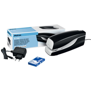 Grapadora petrus electrica e-120 contactless negro capacidad 20 hojas usa grapas 22/6 24/6 y 26/6