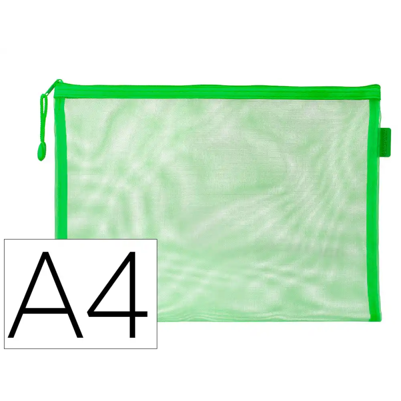 Bolsa zipper bag liderpapel poliester transpirable multiusos din a4 verde pastel