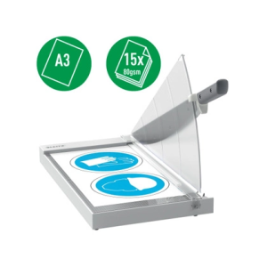 Cizalla de palanca leitz office din a3 base de cristal longitud de corte 457 mm capacidad de corte 15 hojas