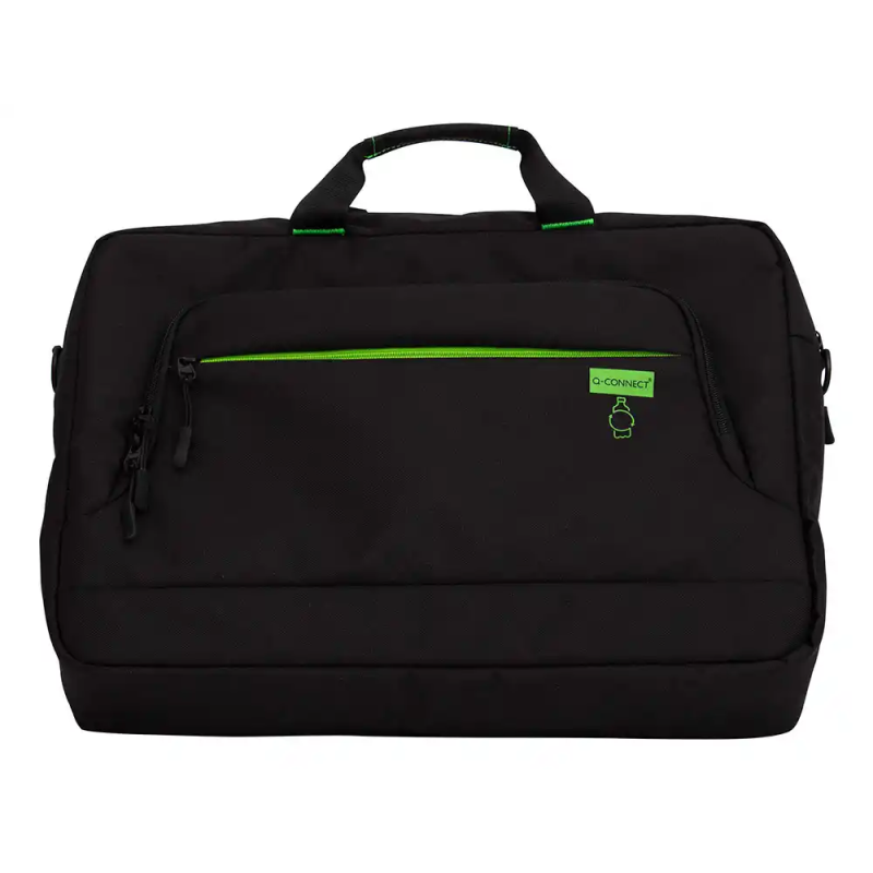 Maletin para portatil q-connect 17,2/' negro 1 asa 2 bolsillos exteriores polietileno reciclado