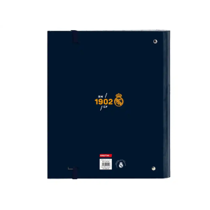 Carpeta con recambio safta din a4 tapa forrada 100 h 60 gr cuadro 5 mm con goma y 5 separadores real madrid 2