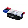 Borrador q-connect magnetico para pizarra blanca con 3 rotuladores azul negro y rojo