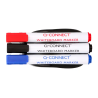 Borrador q-connect magnetico para pizarra blanca con 3 rotuladores azul negro y rojo