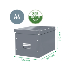 Caja almacenamiento leitz click & store cubica grande color negro 320x360x310 mm