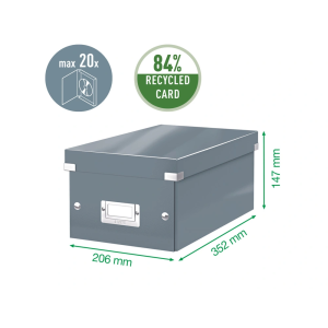 Caja almacenamiento leitz click & store dvd box color negro 206x147x352 mm