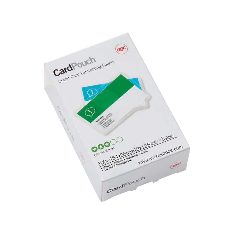 Bolsa de plastificar gbc tarjeta de credito 2x125 micras caja de 100 unidades