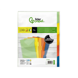Separador liderpapel polipropileno juego de 5 separadores a4 multitaladro 500 micras