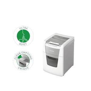 Destructora de documentos leitz iq auto+ para pequeña oficina 100 p5 blanca