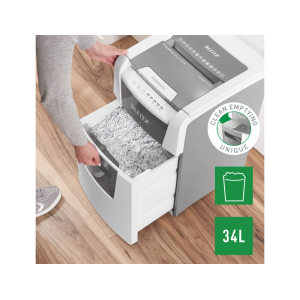 Destructora de documentos leitz iq auto+ para pequeña oficina 100 p5 blanca