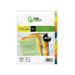 Separador liderpapel polipropileno juego de 10 separadores a4 multitaladro 500 micras