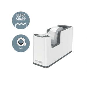 Portarrollo sobremesa leitz wow dual para cintas 33 mt color blanco/negro