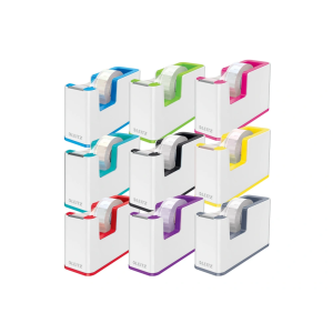 Portarrollo sobremesa leitz wow dual para cintas 33 mt color blanco/negro