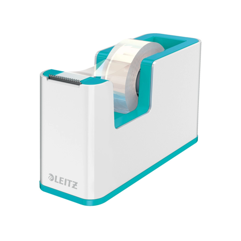 Portarrollo sobremesa leitz wow dual para cintas 33 mt color blanco/turquesa