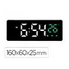 Reloj q-connect sobremesa digital con temperatura 3 alarmas control de voz 160x60x25mm