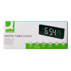 Reloj q-connect sobremesa digital con temperatura 3 alarmas control de voz 160x60x25mm