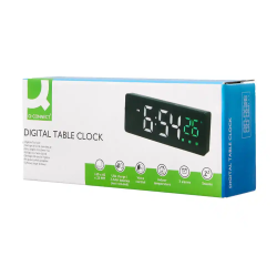 Reloj q-connect sobremesa digital con temperatura 3 alarmas control de voz 160x60x25mm