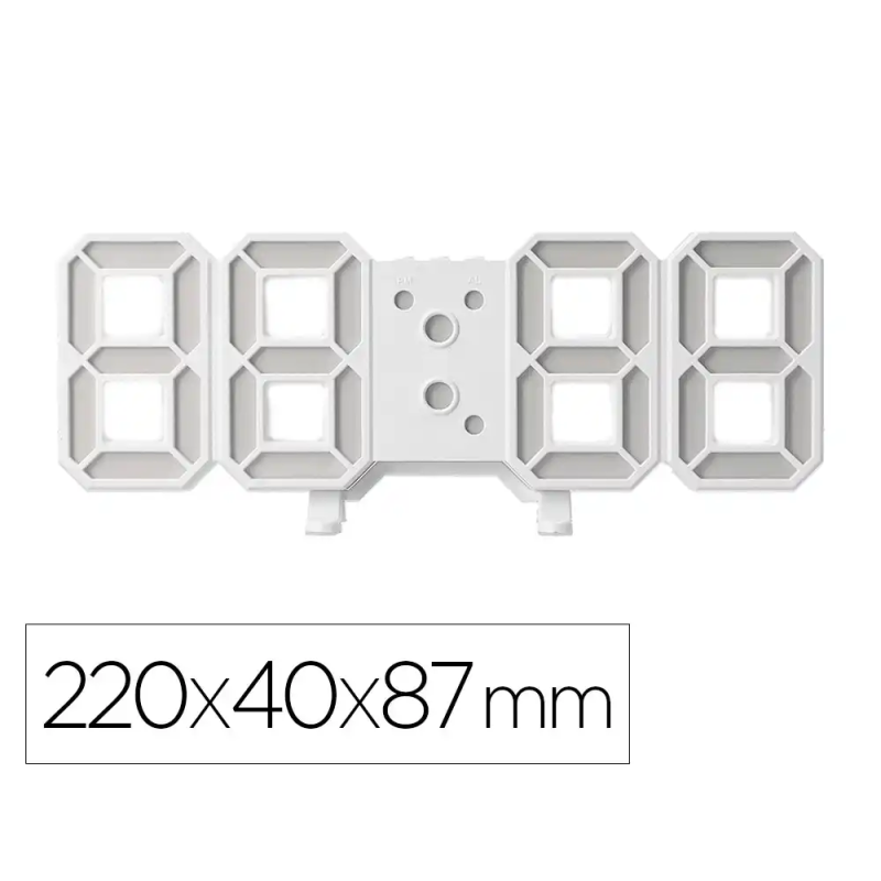 Reloj q-connect de pared digital con temperatura 3 alarmas control de sonido 220x40x87 mm
